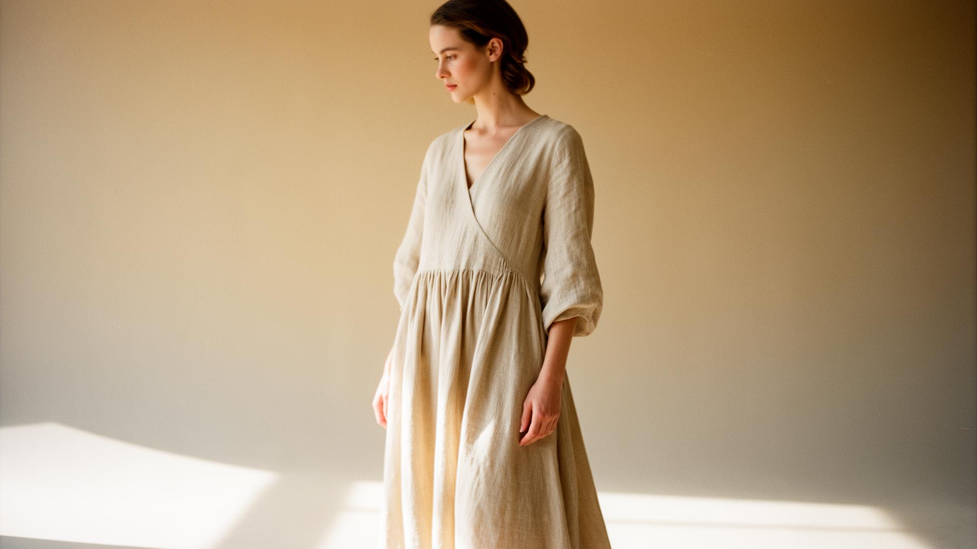 Elegant minimalist linen dress